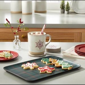 Tartan Plaid Melamine Serve Tray Dark Green/Red